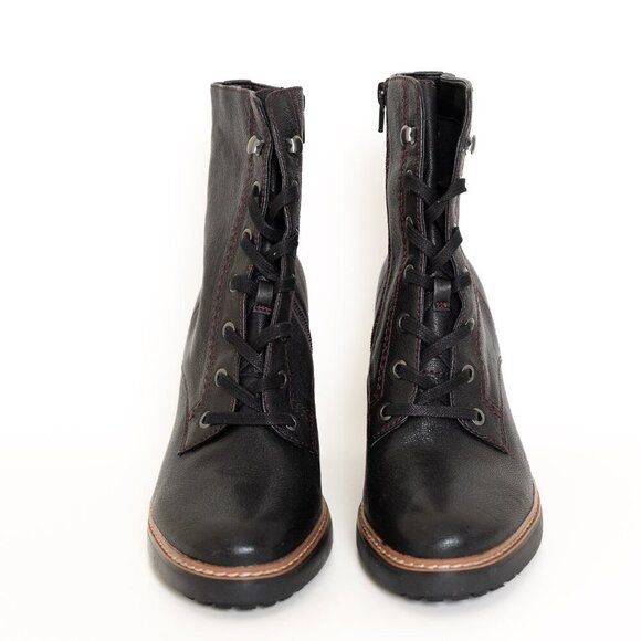 Naturalizer Leather Boot Ankle Lace Up Callie Black NEW - Picture 5 of 15